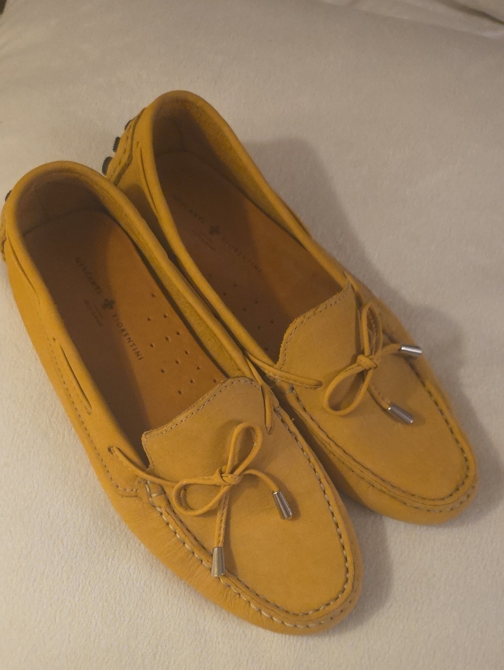 Mercanti Fiorentini Mustard Yellow Suede Loafers Made In Brazil All Leather  8